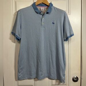 Puma Arnold Palmer Light Blue and White Striped Polo Shirt XL